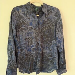 Ralph Lauren Blue and Gray Paisley Shirt